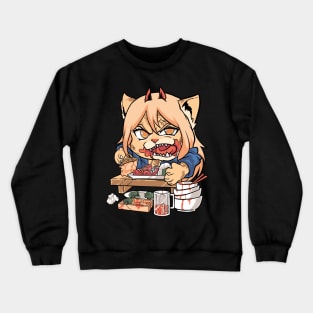 Devil Cat eat sushi Crewneck Sweatshirt